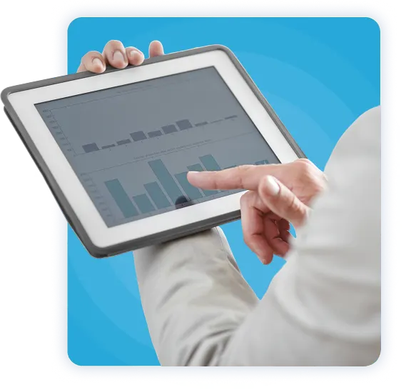 A picture of a person reviewing statistics or exploring reasons for choosing Golden Chapter.